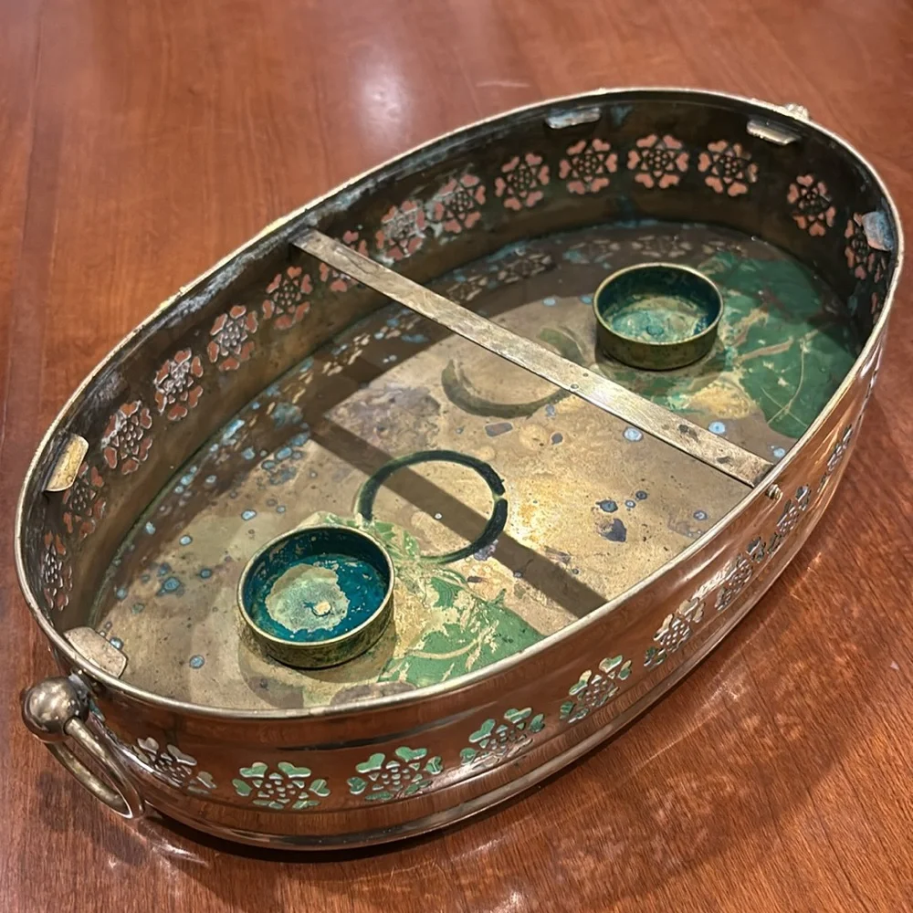 🫖 Antique Solid Brass Middle Eastern Double Teapot or Food Warmer - Picture 3 of 4